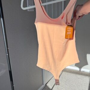 ReoRia Peach Pink Scoop Neck Bodysuit Jumpsuit